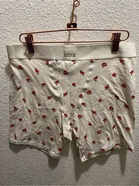 SKIMS Cream Boxer Briefs with Red Strawberry Print